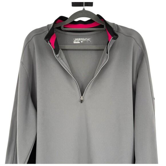 Nike Golf Pullover Cover Up Men’s LARGE Dri-FIT 1/2 Zip Gray Black Active 578673 - Picture 10 of 14